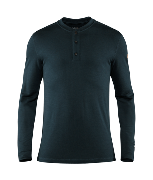 Camiseta Fjällräven Masculina Singi Henley Lã Merino Dark Navy