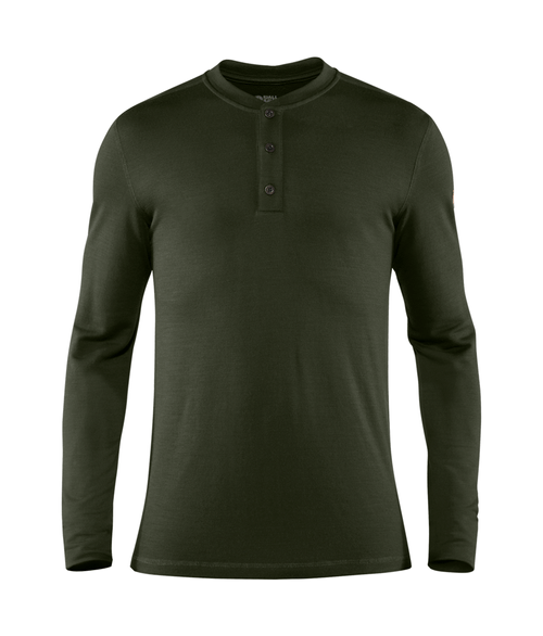 Camiseta Fjällräven Masculina Singi Henley Lã Merino Deep Forest