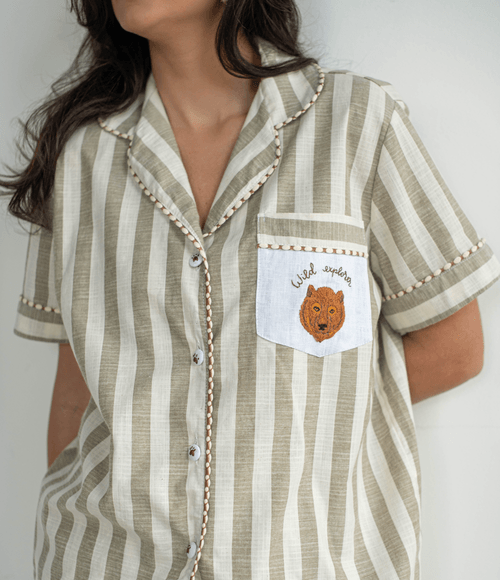 Camisa PS.61 Feminina de Pijama Bege