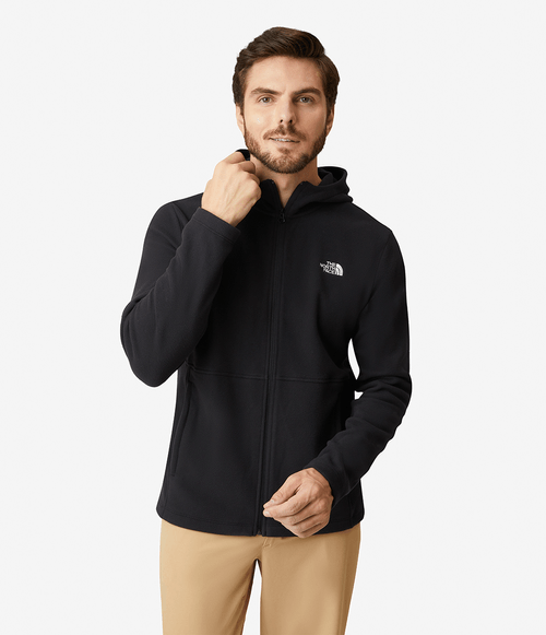 Fleece Masculino The North Face TKA 100 Glacier Full Zip com Capuz Preto