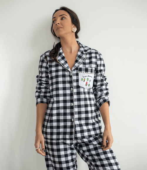 Camisa PS.61 Feminina de Pijama Preta