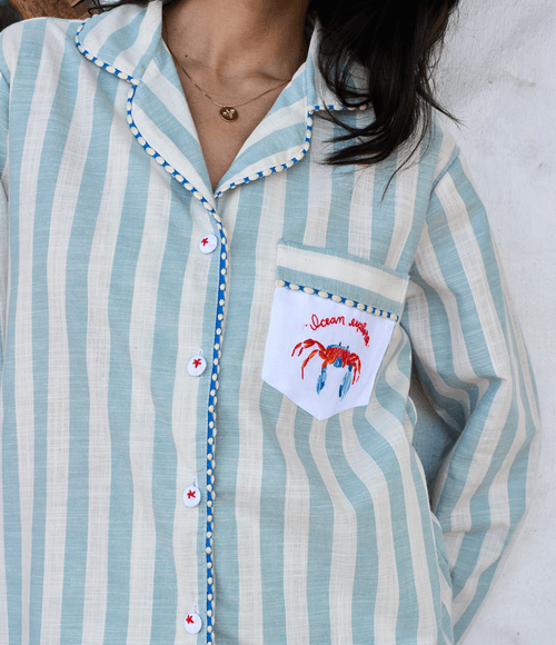 Camisa PS.61 Feminina de Pijama Azul Claro