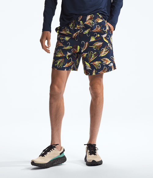 Short Masculino The North Face Class V Pathfinder Pull On Summit Navy Hand Tied Fly Print