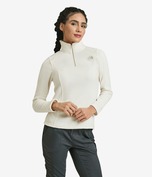 Fleece Feminino The North Face TKA 100 Glacier 1/4 Zip White Dune