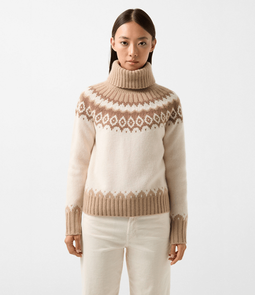 Suéter Bogner Feminino Ingrid Off-White/Marrom