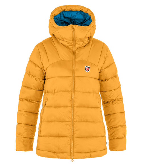 Jaqueta Feminina Fjällräven Expedition Mid Winter Com Capuz Mustard Yellow-UN Blue