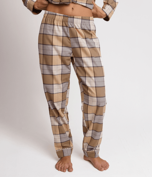 Calça PS.61 Feminina de Pijama Xadrez Caramelo