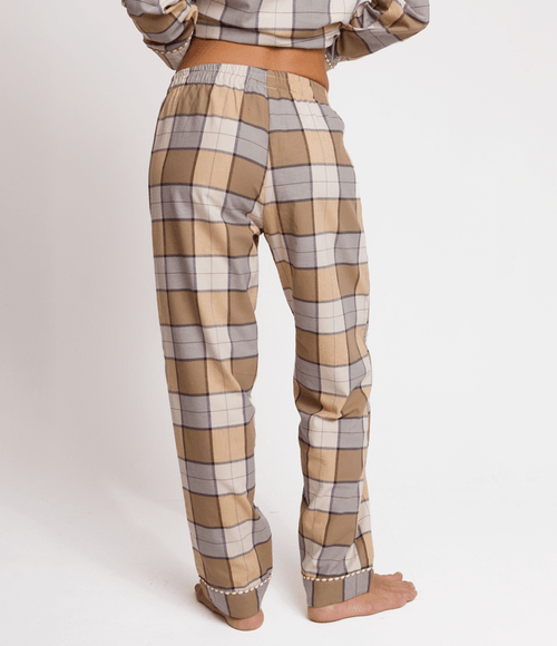 Calça PS.61 Feminina de Pijama Xadrez Caramelo