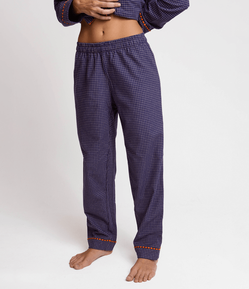 Calça PS.61 Feminina de Pijama Quadriculado Marinho