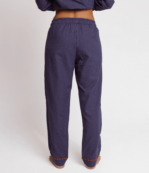Calça PS.61 Feminina de Pijama Quadriculado Marinho
